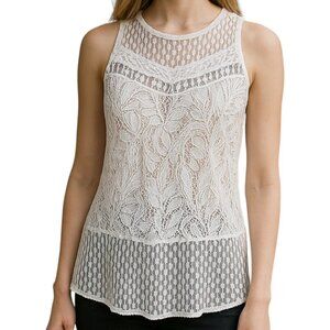 American Eagle White Lace Overlay Tank Women's Size S